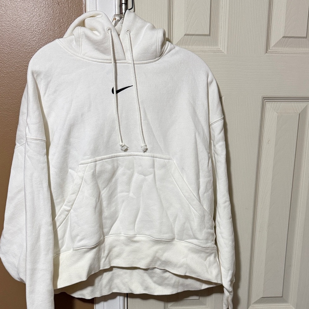 Nike Women's Cream Hoodie with Black Logo
